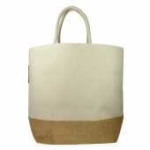Katoenen shopper met jute bodem